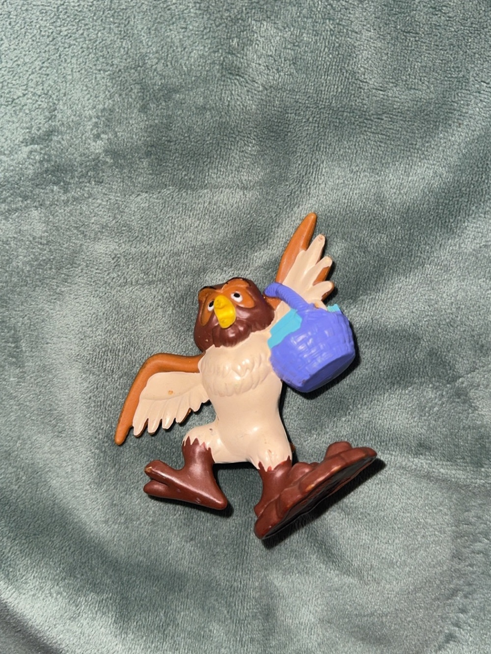 Winnie the Pooh “Owl” Brown & Cream Bird Toy with Purple Basket